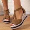 Летние женские босоножки на танкетке и высоком каблуке с открытым носком, массивные сандалии на платформе, женские гладиаторские сандалии на толстой подошве с ремешком на щиколотке Sandalias Mujer