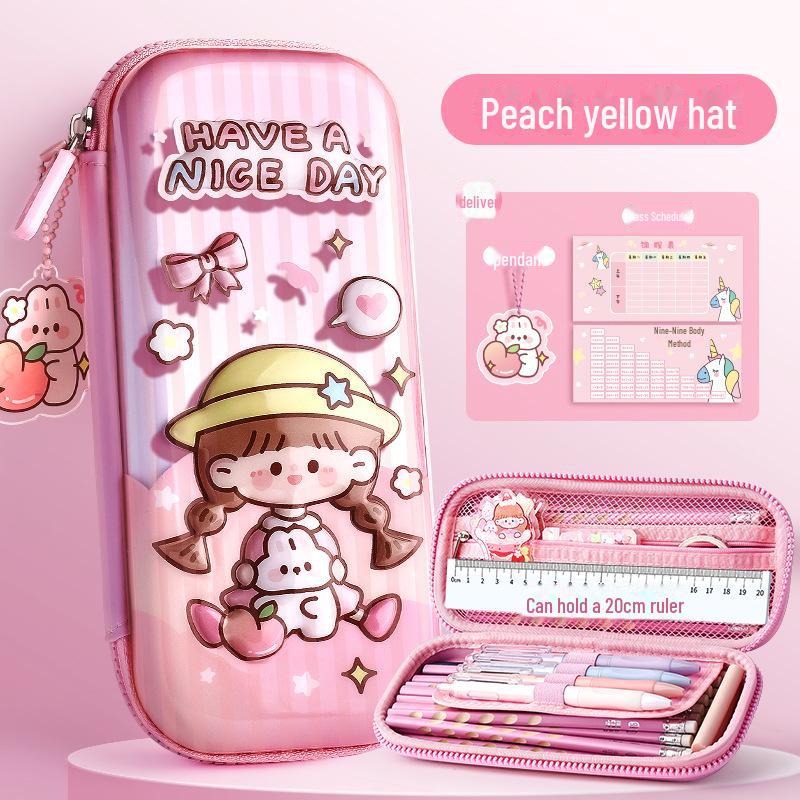 Пенал Kaba Bear EVA 3D с мультяшным принтом, большой вместимости, трехслойный и водонепроницаемый, для девочек и студентов.