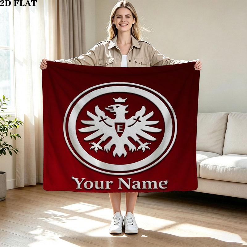 1PC Eintracht Frankfurt Custom Name Patterned Flannel Blanket Suitable For All Seasons for Home Decor Warmth and Comfort Gifts Holiday Present