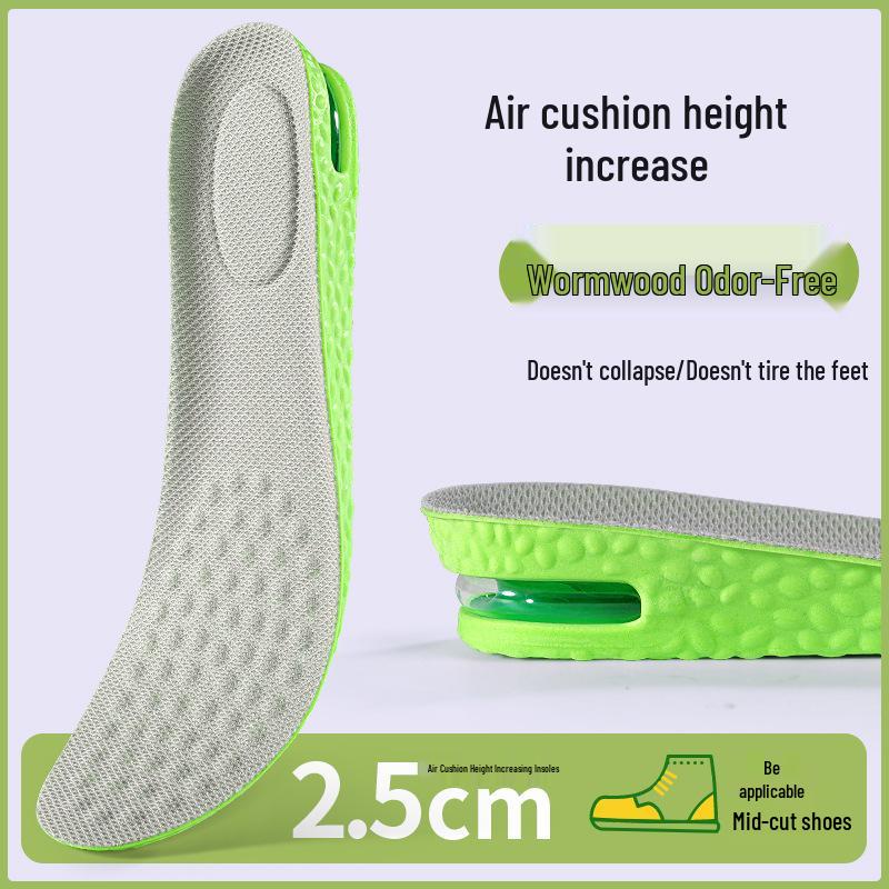 Unisex Air Cushion Height-Boosting Insoles - Non-Collapsing, Shock-Absorbing, Sweat-Wicking, Breathable, Odor-Resistant, Invisible Full-Length Design