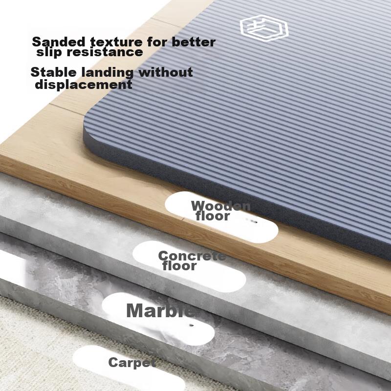 JD Original Yoga Mat for Men And Women, Fitness Mat for Children, Dance Mat, Thickened 185*80cm Floor Mat for Home Use, 10mm Sandstone Gray