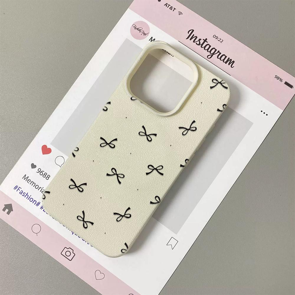 Черный Чехол Для Телефона С Принтом Бантов Для iPhone 17 16 15 14 Plus 13 12 11 Pro Max 17 Air X XR XS Корейская Девушка Чехол Силиконовый Мягкий Чехол