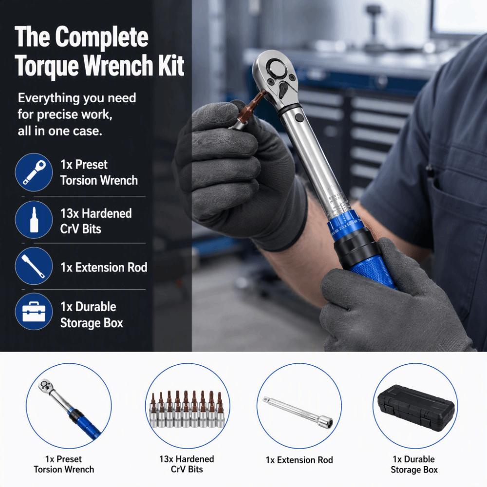 CrV Steel Torque Wrench 1/4 Inch Ratchet Torque Tool Precision Click Torque Wrench