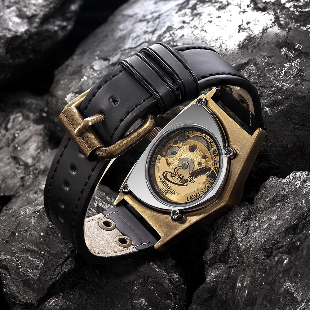 Fashionable Men's Watch Triangle Hollowed Out Luminous Fully Automatic Mechanical Movement Mechanical Watches Reloj Automático