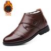 Winter Men's Cotton Shoes Leather Waterproof Men's Business Plus Fleece Thick Cotton Boots Leather Shoes for Men M1091