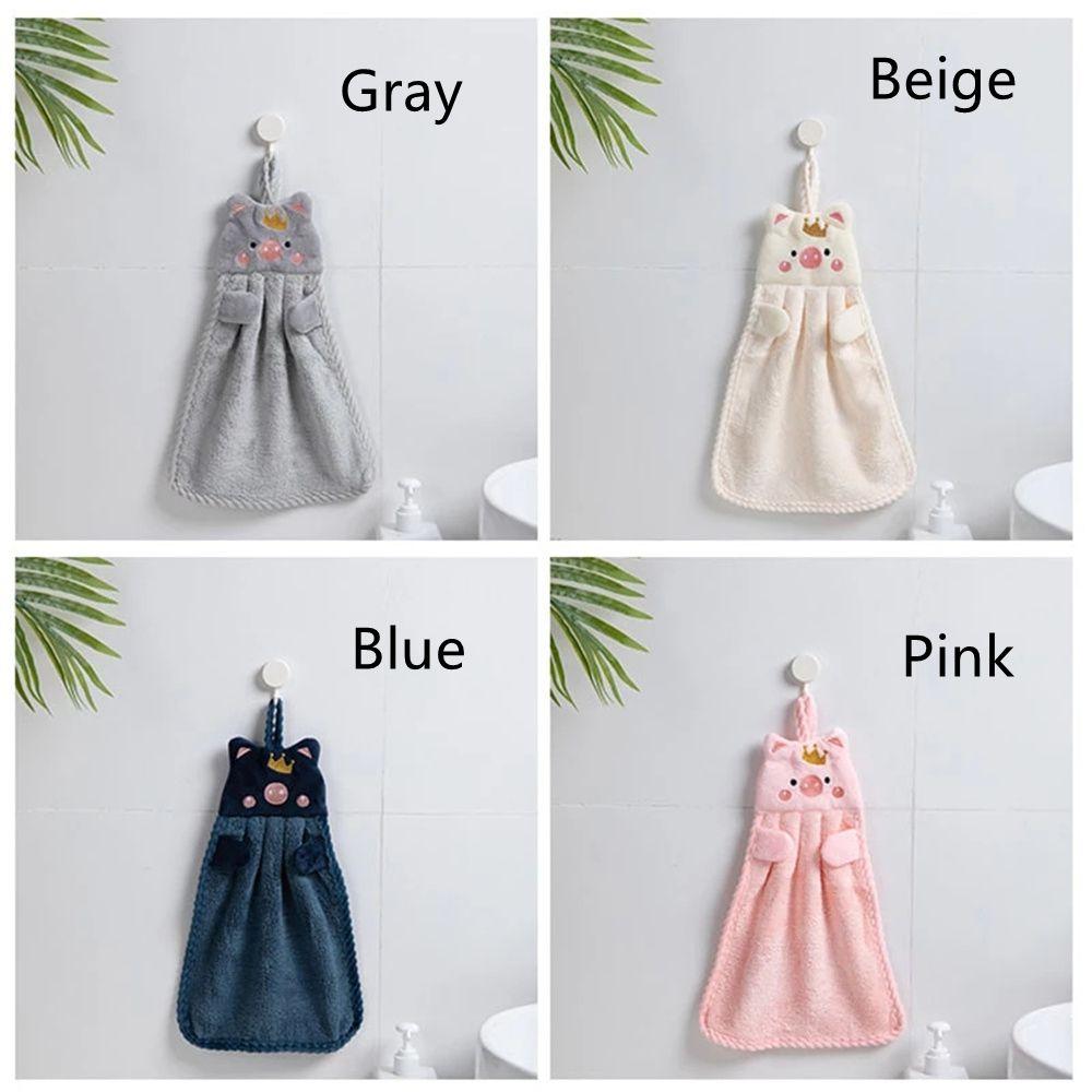 Water Uptake Kitchen Mounted Hand Towel Embroidery Handkerchief Cartoon Pig