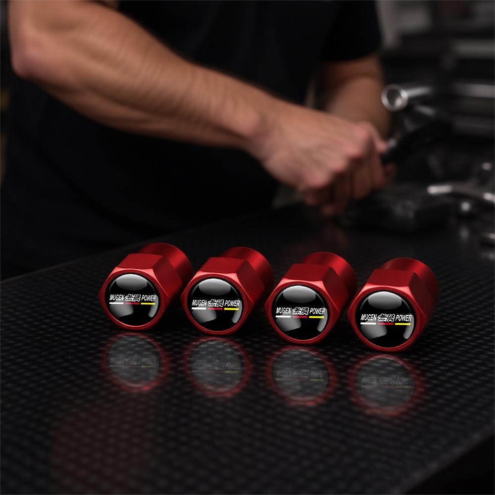 4Pcs/Set Car Wheel Tire Valve Caps Metal Stem Cover Car Accessories For Honda City HR-V Jazz Accord Civic CR-V Fit Mugen Insight
