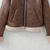 High Quality Women's Autumn and Winter New Style Brown Lapel Zipper Fur Jacket