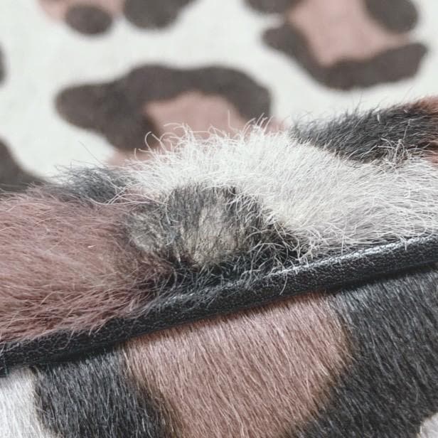 ANYA HINDMARCH Carker Unborn Calf Leopard Print Handbag Boston Bag Leather Grey Brand Tassel A4 Capacity Women's Logo Plate