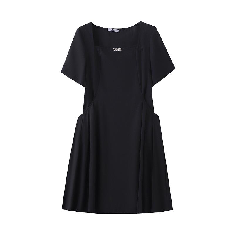 Плюс Размер Женское Летнее Новое Свободное Простое Платье С Короткими Рукавами