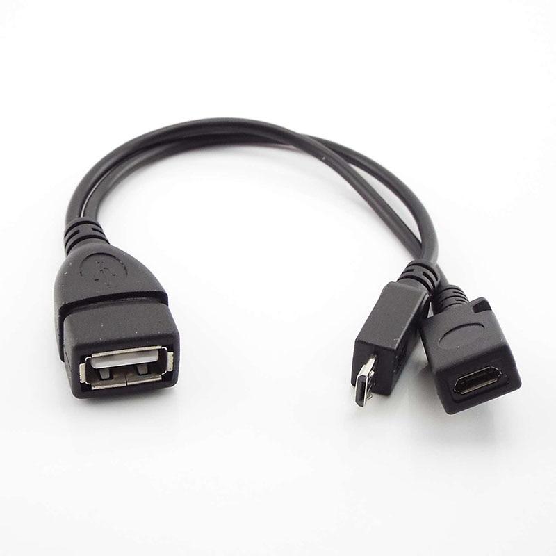 2 In 1 OTG Micro Usb Host Power Y Splitter Usb Adapter To Mirco 5 Pin Male Female Micro USB Port OTG Charging Cable