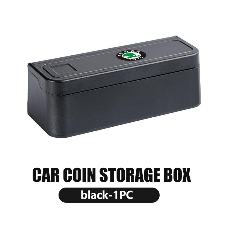 AAAAN1 Larger Capacity Car Coin Storage Box Coin Organizer Container Holder Case For Skoda Fabia 1 2 Octavia a7 RS Superb Rapid Yeti