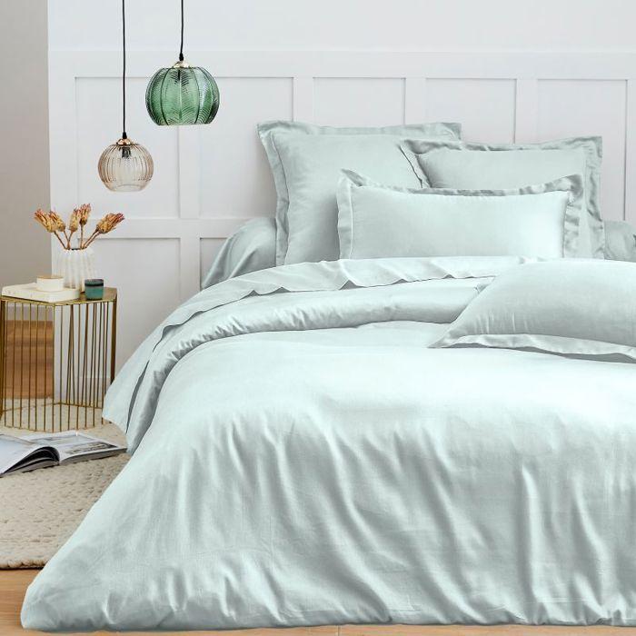 Parure de draps 6 pièces "Premium" pour lit 140 x 190 cm Coton Pur - Prémium Menthe -