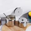Silver Spice Container Waterproof Salt Organizer Practical Stainless Steel Sugar Bowl for Kichen