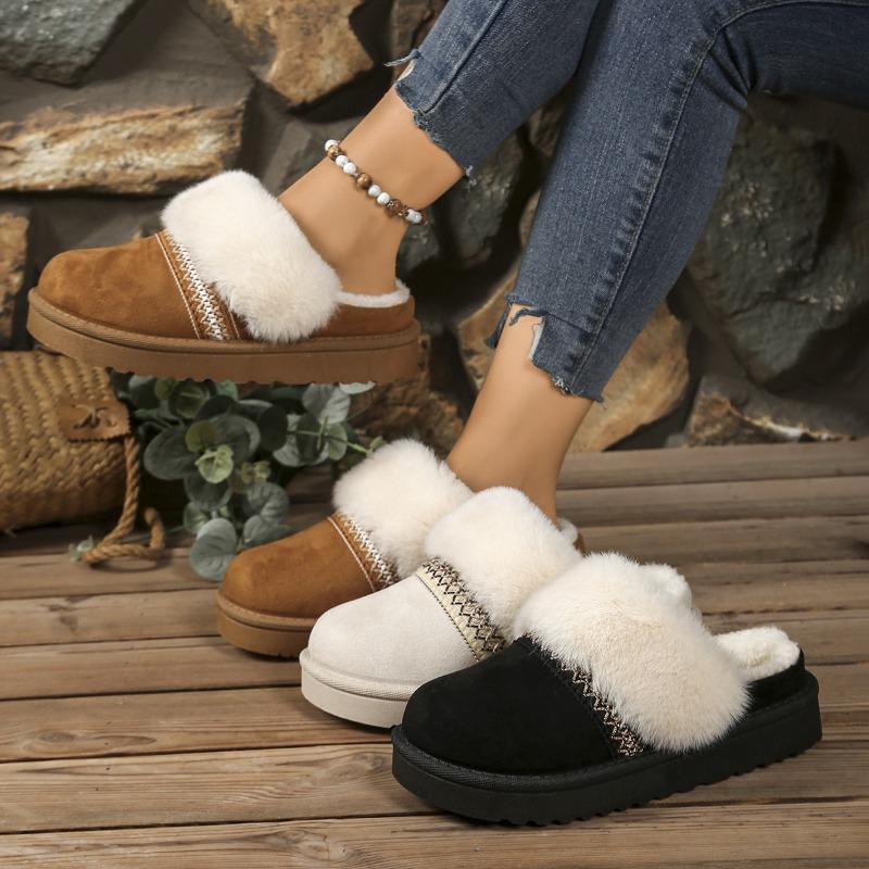 The New Style of Shoes Features Thick-soled Snow Boots with Fleece Toe Caps and Women's Thickened Warm Cotton Shoes