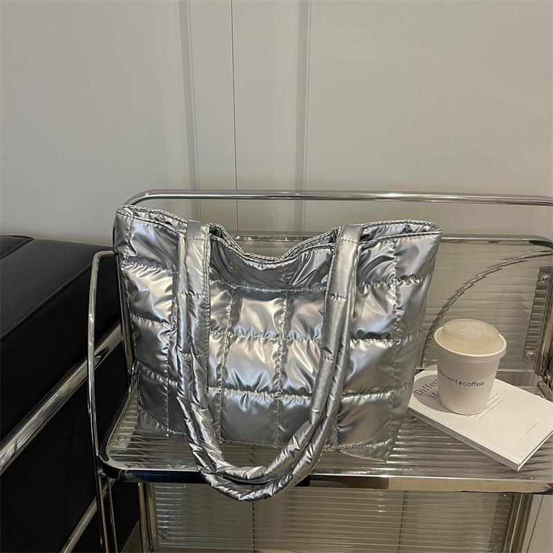 Европейские и американские ретро сумки большой вместимости, осенне-зимние новые клетчатые пуховые хлопковые сумки через плечо, простые темпераментные портативные сумки-тоут