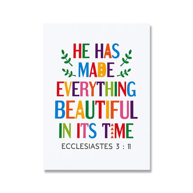 Color Cartoon Bible Quote Christian Sunday School Wall Art Canvas Print Poster Painting Picture Kid Living Room Home Mural Decor