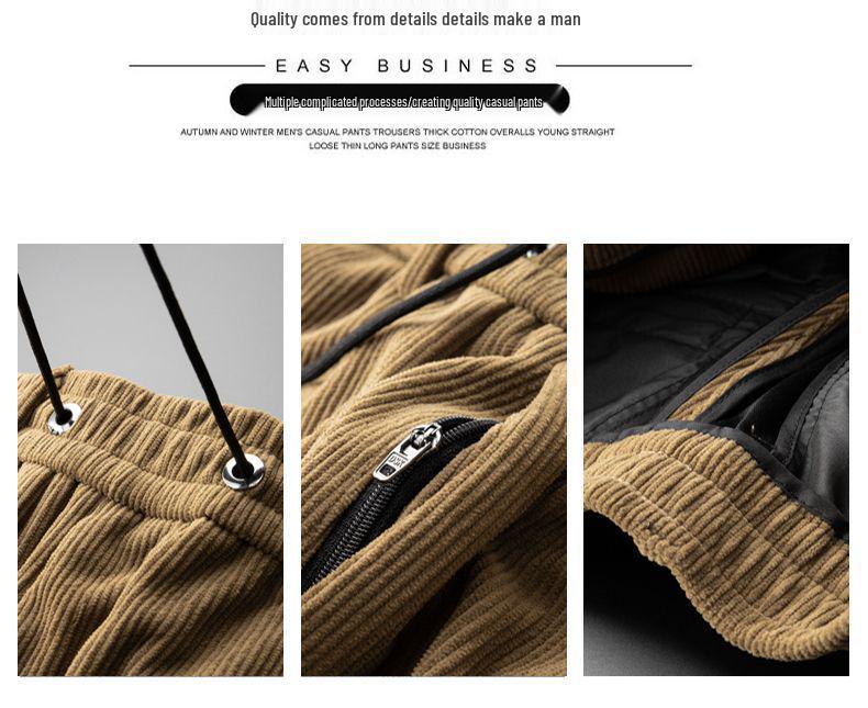 Мужские вельветовые брюки на флисовой подкладке Romon, утолщенная эластичная талия, теплый повседневный стиль для осени/зимы.