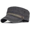 Washed Cotton Cap Men Casual Unique Design Military Caps Vintage Flat Top Hat Adjustable Four Seasons