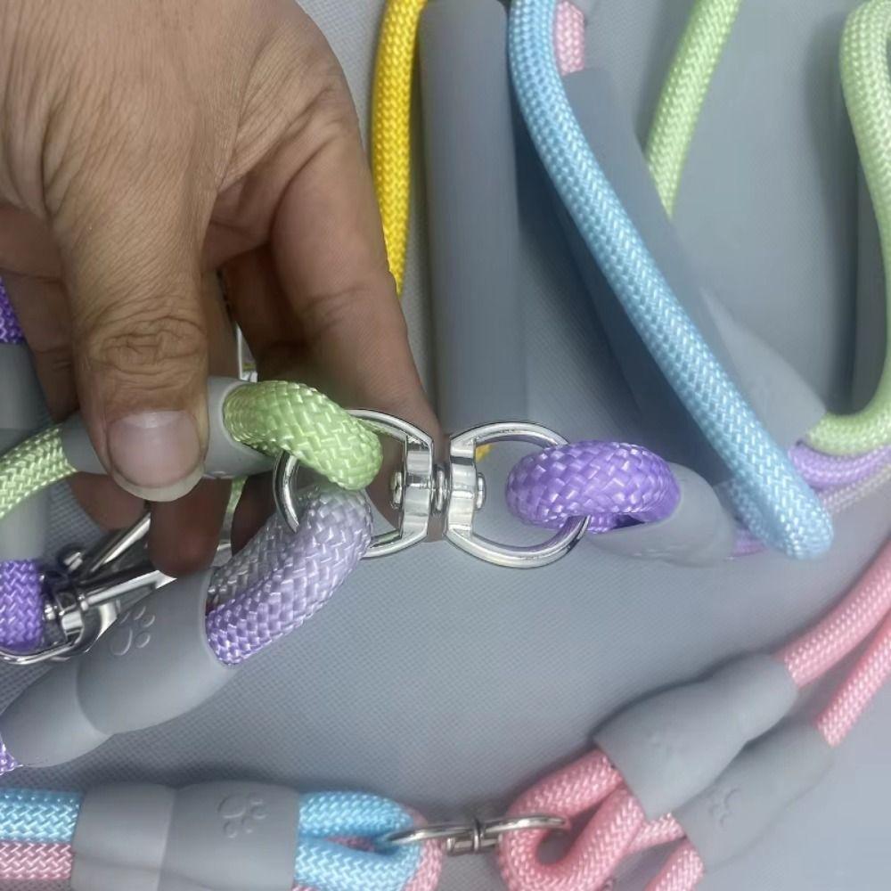 Gradient Color Dual Handle Lead 360° Swivel Dog Running Leash  Outdoor Activities