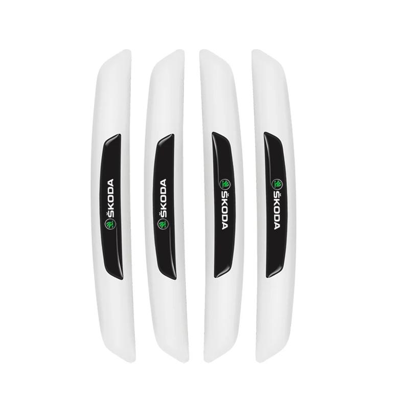 Car Sticker 4Pcs Rubber Anti Collision Strip Car Door Rearview Mirror Protector Stickers For Skoda Mk3 Yeti Kamiq Kodiaq Karoq O NL6