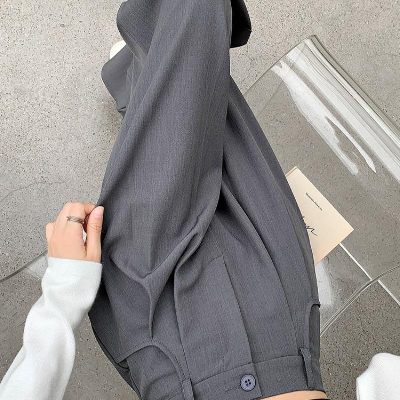 Модные новые женские прямые широкие брюки с высокой талией, простые офисные женские однотонные повседневные брюки, свободные элегантные облегающие женские брюки с карманами 25625