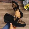 Foreign Trade Large Size Loafers Women's 2025 New Single Shoes Leopard Print British Fashion Single Shoes Suede Women's Shoes