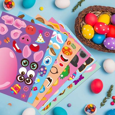 24 шт., Наклейки для DIY поделок «Пасхальный кролик», наклейки для игры-головоломки, подходят для вечеринок, украшений, наклейки для вечеринок
