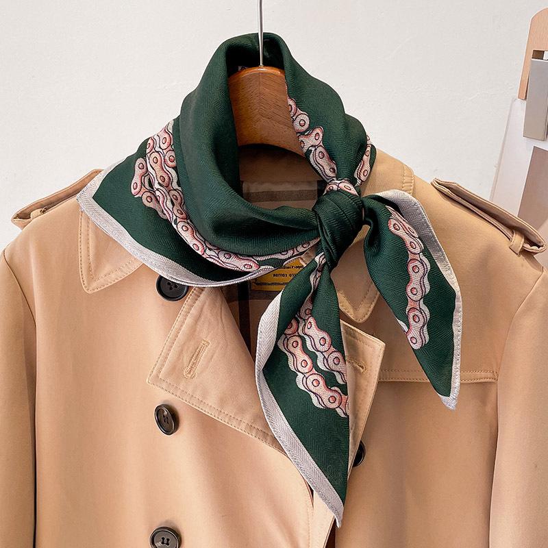 Korean Fashion Small Square Scarf Chain Versatile Neck Protection Scarf Decorative Hairband Multifunctional Shawl Professional Scarf for Women Spring