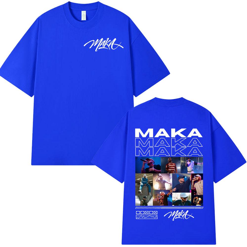 Графические футболки тура рэпера Maka 2025 Мужская модная винтажная футболка Повседневная хлопковая футболка с коротким рукавом Футболка с коротким рукавом Уличная одежда