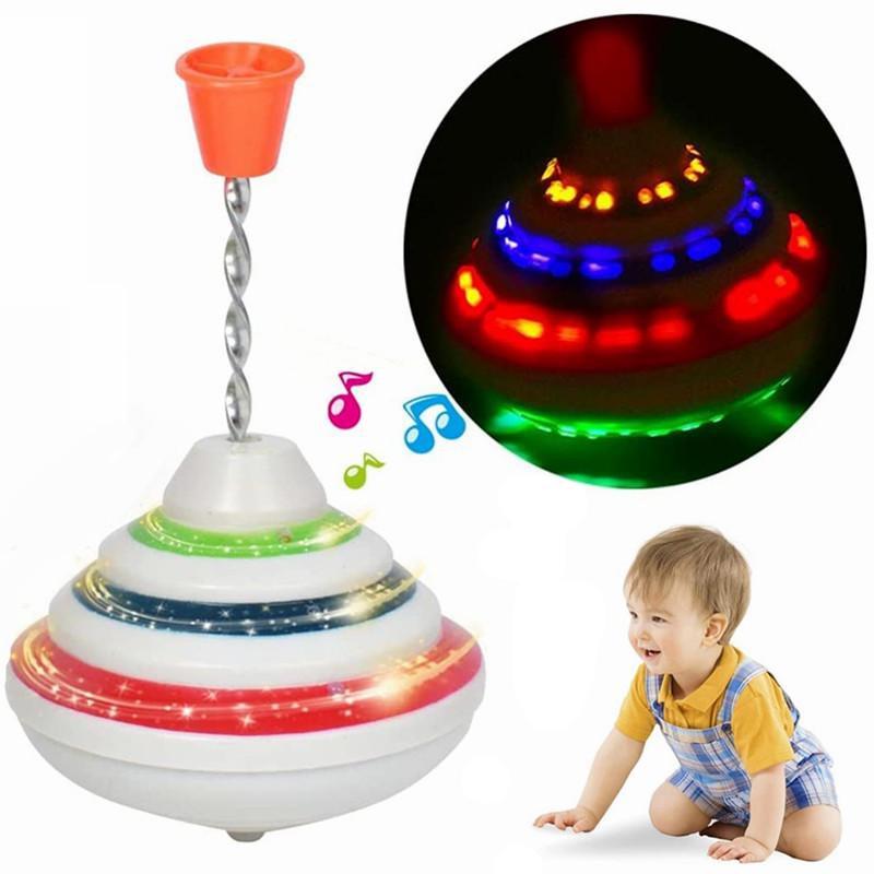 1Pc Flashing Music Push Down Top With LED And Music Hand Light Up Toy Birthday Gifts For Kids Toddlers Boys Girls ZPG