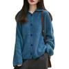 Women's Heather Yarn Polo Collar Cashmere Wool Blend Cardigan - Thick, Long Pile, Plush, Warm, Perfect for Autumn and Winter