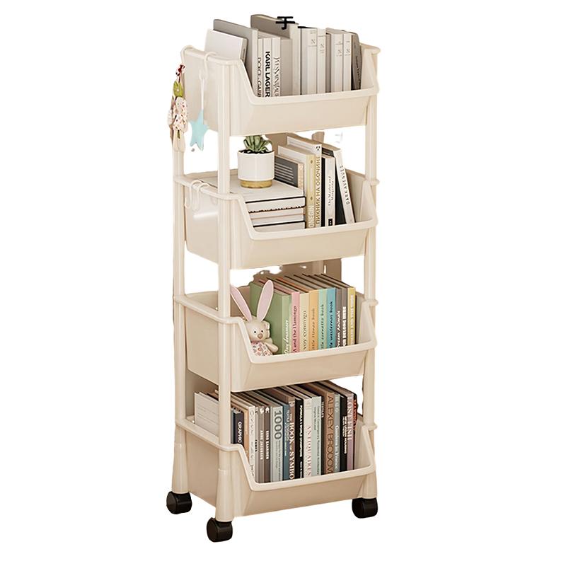 Trolley Bookshelf Movable Bookshelf Mobile Kitchen Storage Rack Snack Cart Storage Rack Multi-Layer Storages Shelve With Wheels