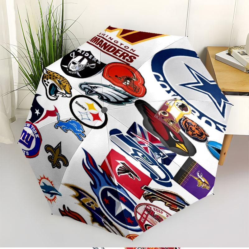 NFL Print Automatic Open Close Umbrella, Portable Foldable Umbrella, for Outdoor Commute Camping Trip, Ideal Birthday Gift