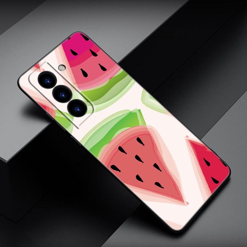 Летний чехол для телефона с фруктовой вишней для Samsung Galaxy S22 Pro S21 S20 FE Ultra S10 Lite S10 S10E S9 S8 Plus, мягкий черный чехол из ТПУ
