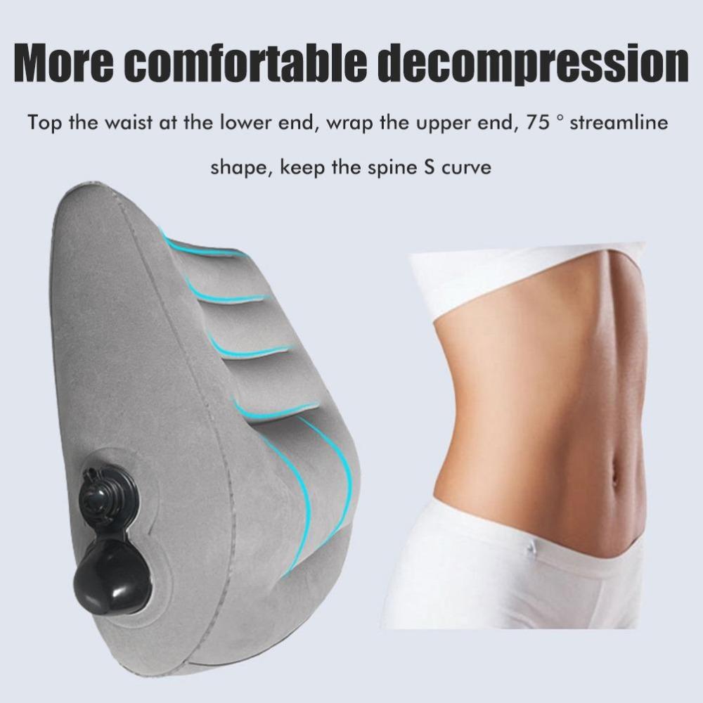 PVC Liner Inflatable Lumbar Pillow Soft Flocking Air Waist Support Lumbar Back Pad Road Travel