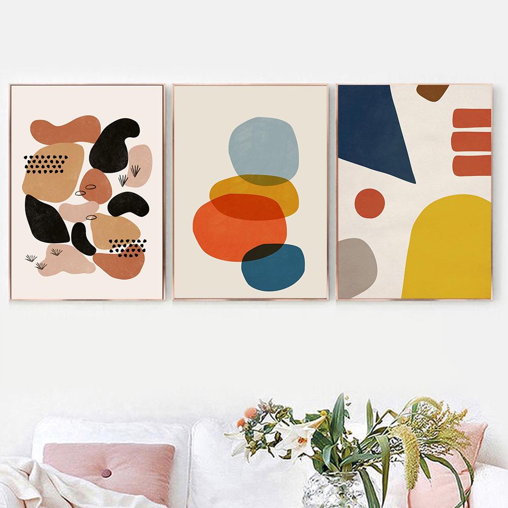 Абстрактное искусство Живопись на холсте Геометрические прямоугольные узоры Картины для дизайна дома Современный домашний декор для стен в комнате Печать без рамки