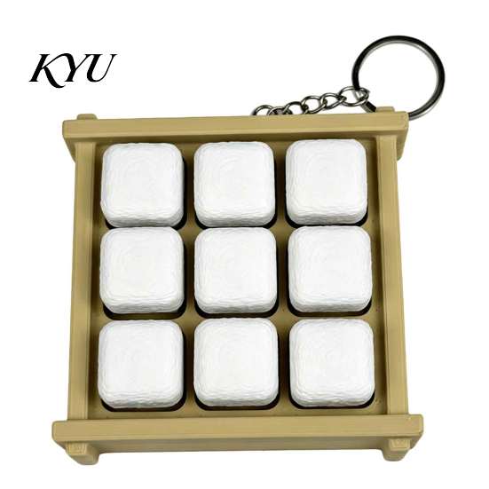 3D Printed Tofu Toy Fermented Shaped Fidget Clicker Toy, Simulation Funny Gifts for Friends Keychain, Novelty Stress Relief Push Button Adults