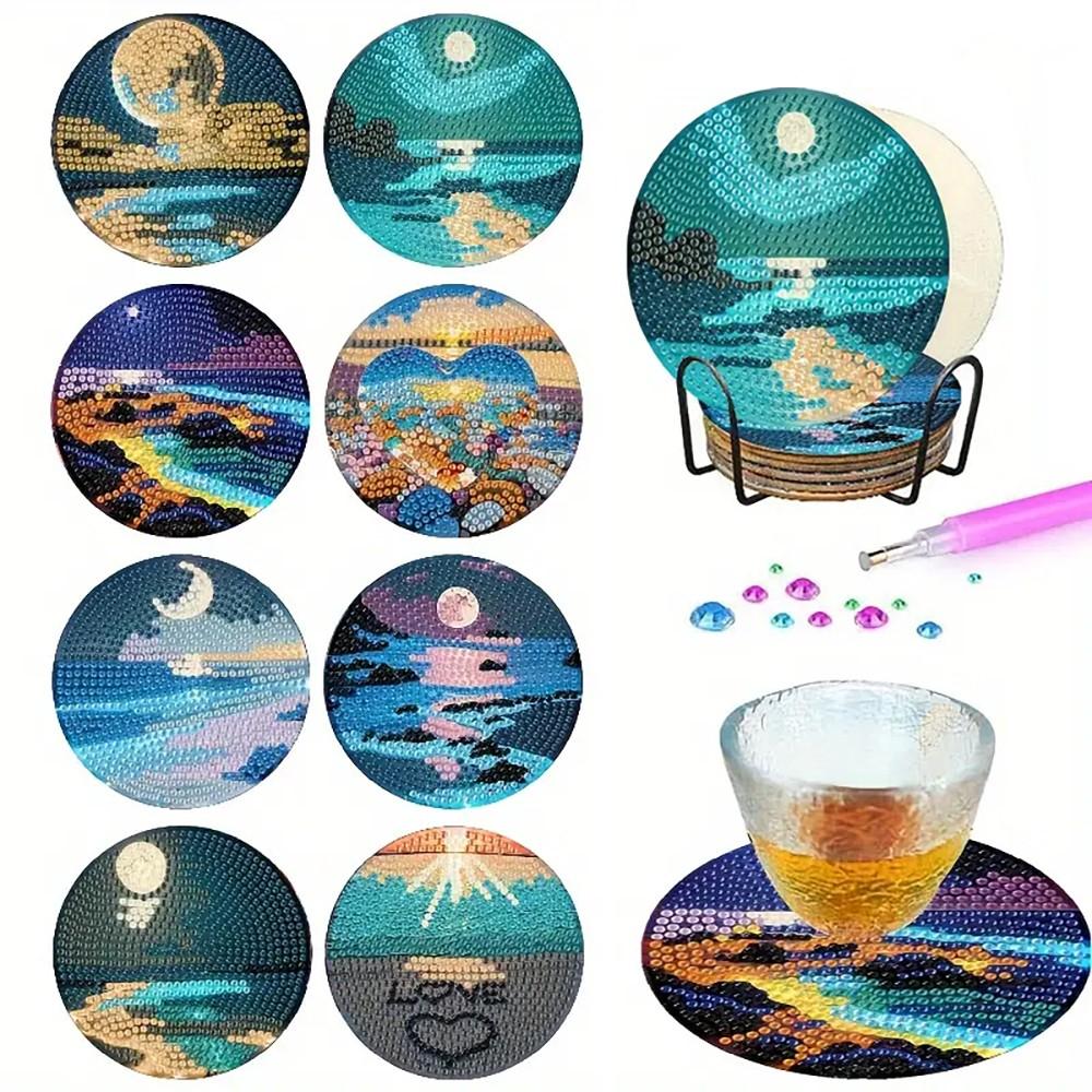 8 шт./набор подставок с рисунком животных-слонов, расписанных алмазами, с кронштейнами. Подставки своими руками для начинающих и взрослых, товары для творчества и рукоделия, подарки