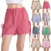 Women's Loose Casual High Waisted Bow Elastic Waisted Checkered Shorts Casual Shortss