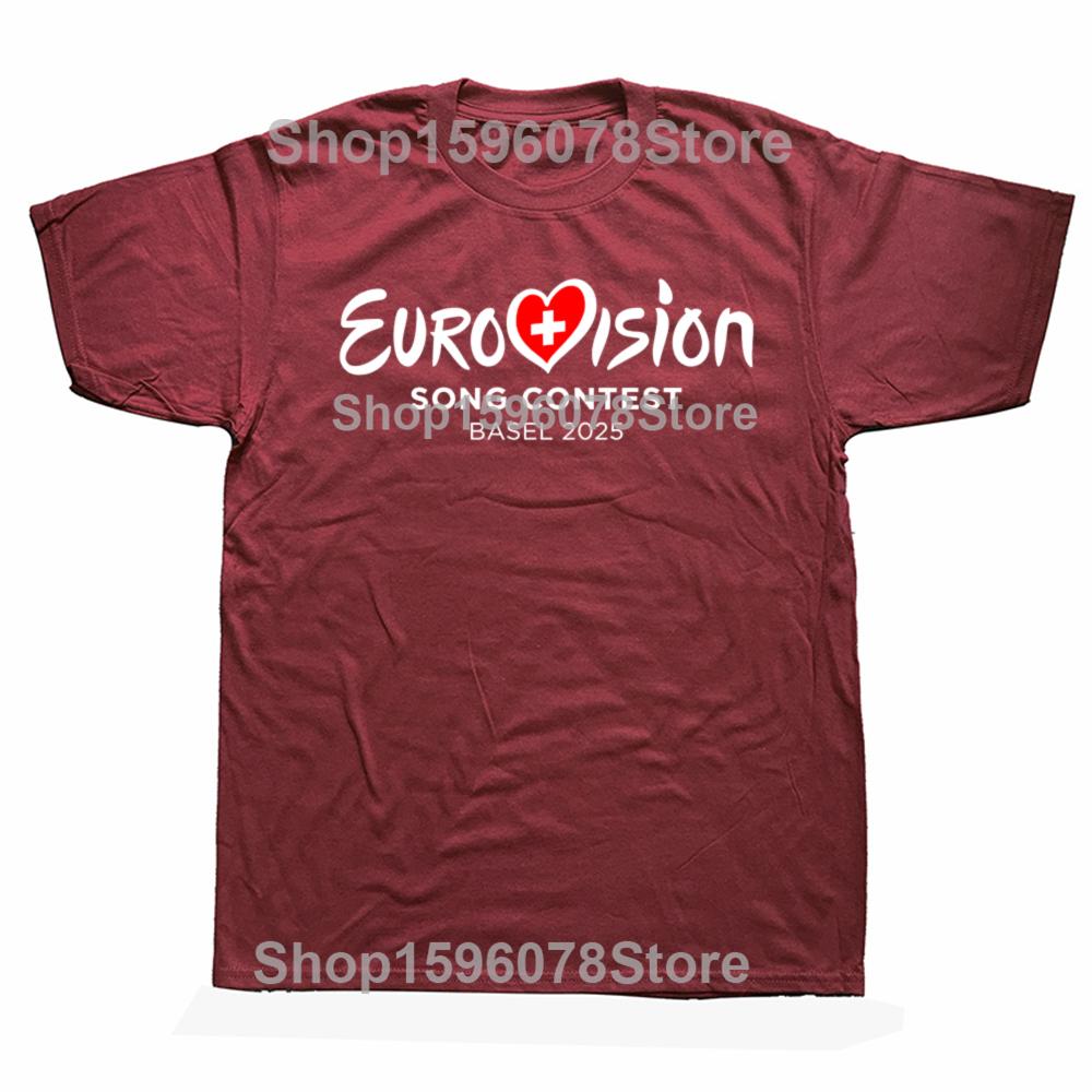 Funny Eurovision Song Contest BASEL 2025 Graphic T-shirts Men Women's Fashion Casual Tshirt 100% Cotton Loose Oversized T Shirt
