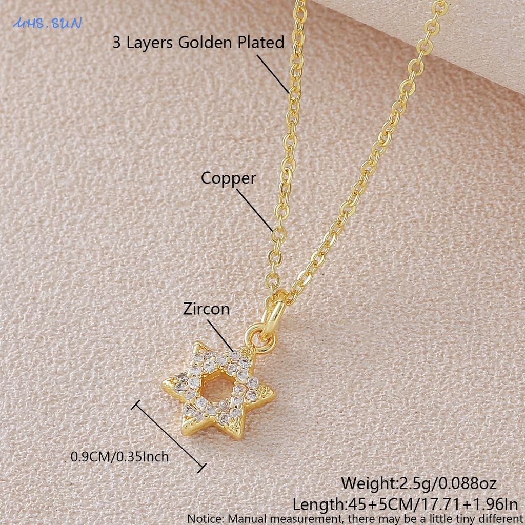 Star of David Necklaces for Women Men Fashion Hollow Hexagonal Star Pendant Chain Necklace Judaica Jewish Jewelry