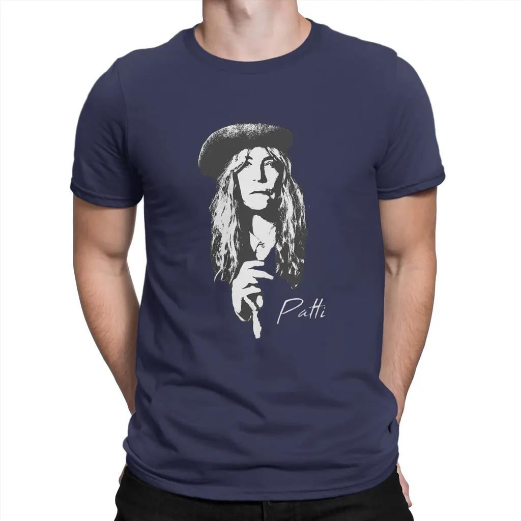 Men's T-Shirt Punk Godmother Funny 100% Cotton Tees Short Sleeve Patti Smith T Shirt Round Collar Clothing Summer