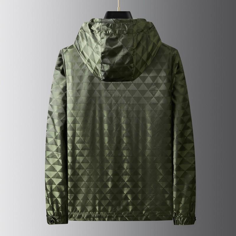 Mens Hooded Jacket - European Style Jacquard Coat Breathable Windproof Outerwear