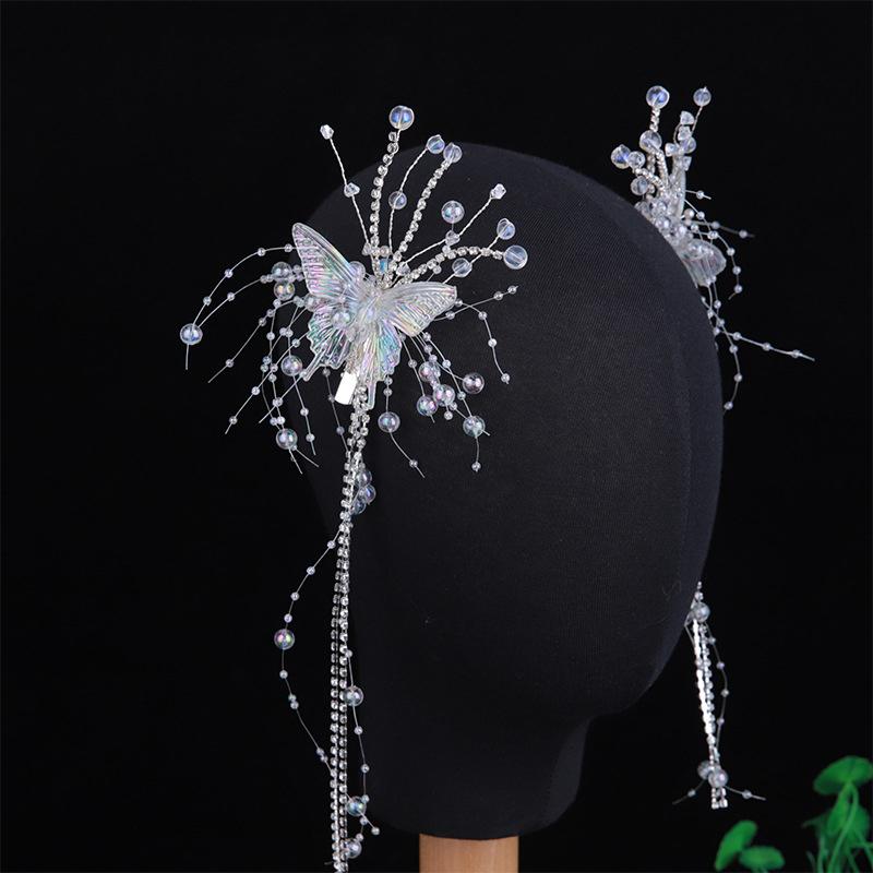 1Pc Korean Simple Jewelry Accessories Butterfly Bead Tassel Hair Pins For Women Girl Silver Color Hair Clip Side Clip