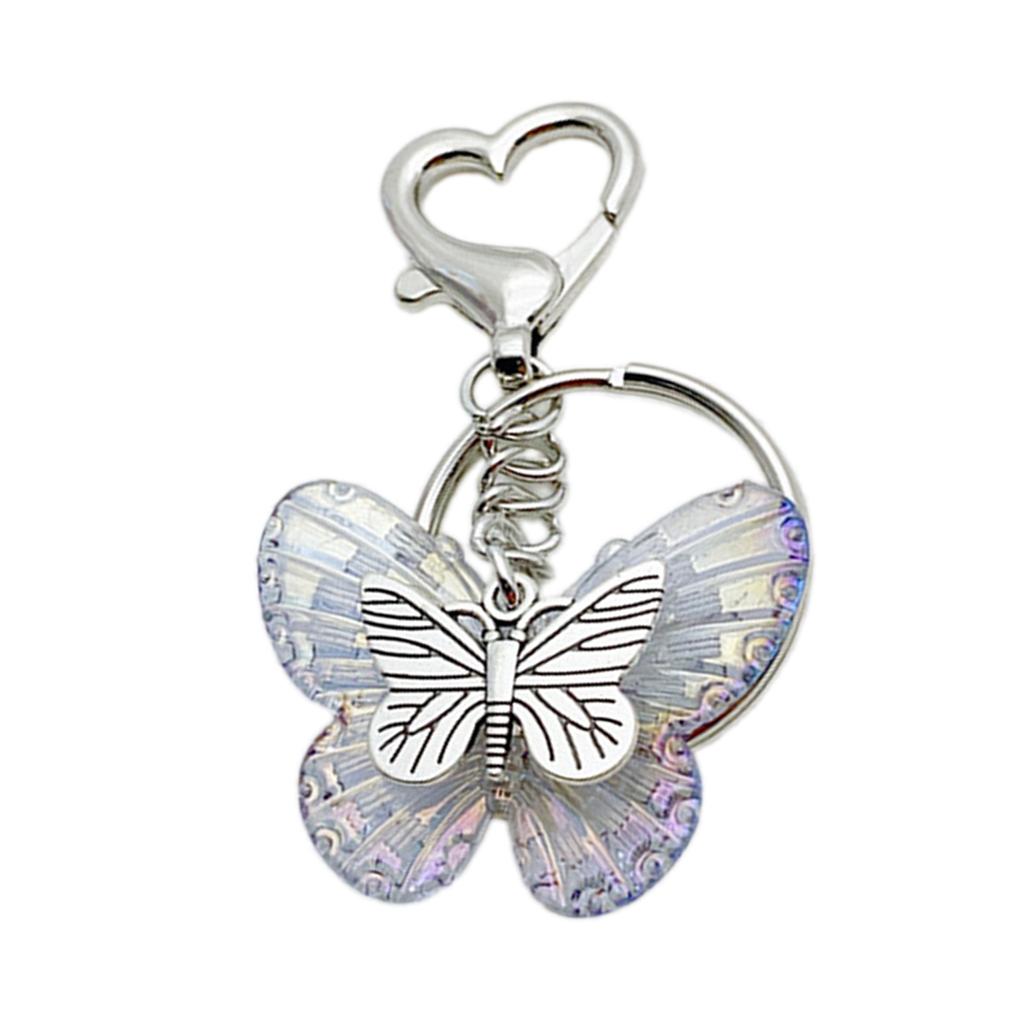 Elegant Butterfly Shaped Keychain Colorful Key Charm Transparent Butterfly Keyring Handbag Decoration for Women Girl