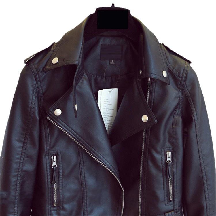 2025 Женская мотоциклетная куртка из искусственной кожи в корейском стиле, приталенная, короткая, универсальная, с лацканами, для весны/осени