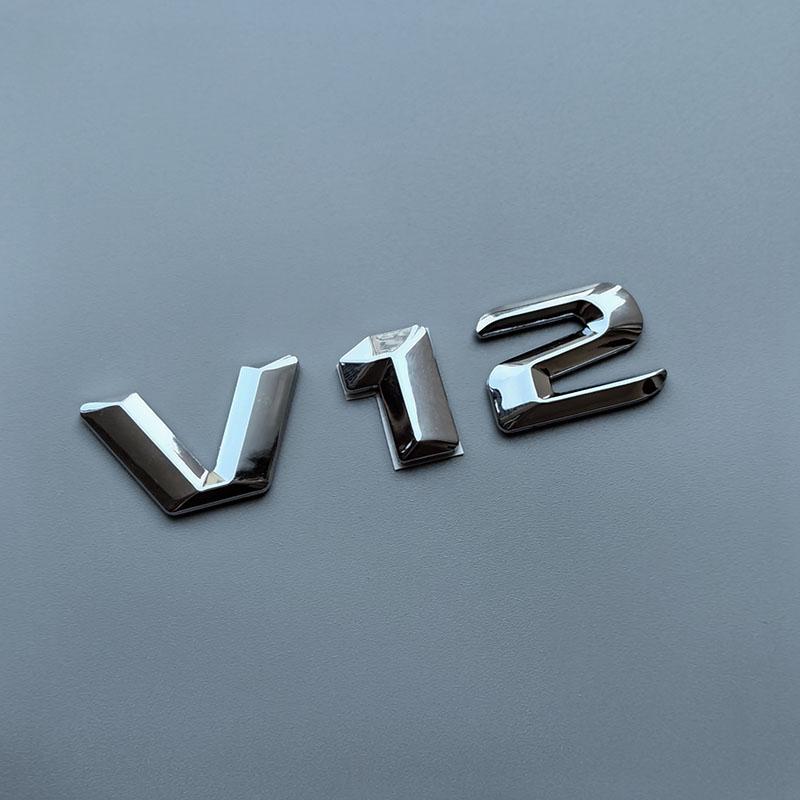 2015 3D Sharp V6 V8 V10 V12 Letters Numbers ABS Car Emblem DFH544 Fender Discharging Badge Nameplate Logo Sticker Chrome Black