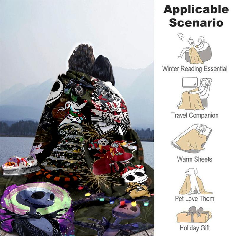 1Pc Christmas Nightmare Theme Blanket Soft And Comfortable Casual Warm Camping Travel Christmas Halloween Gift M921479
