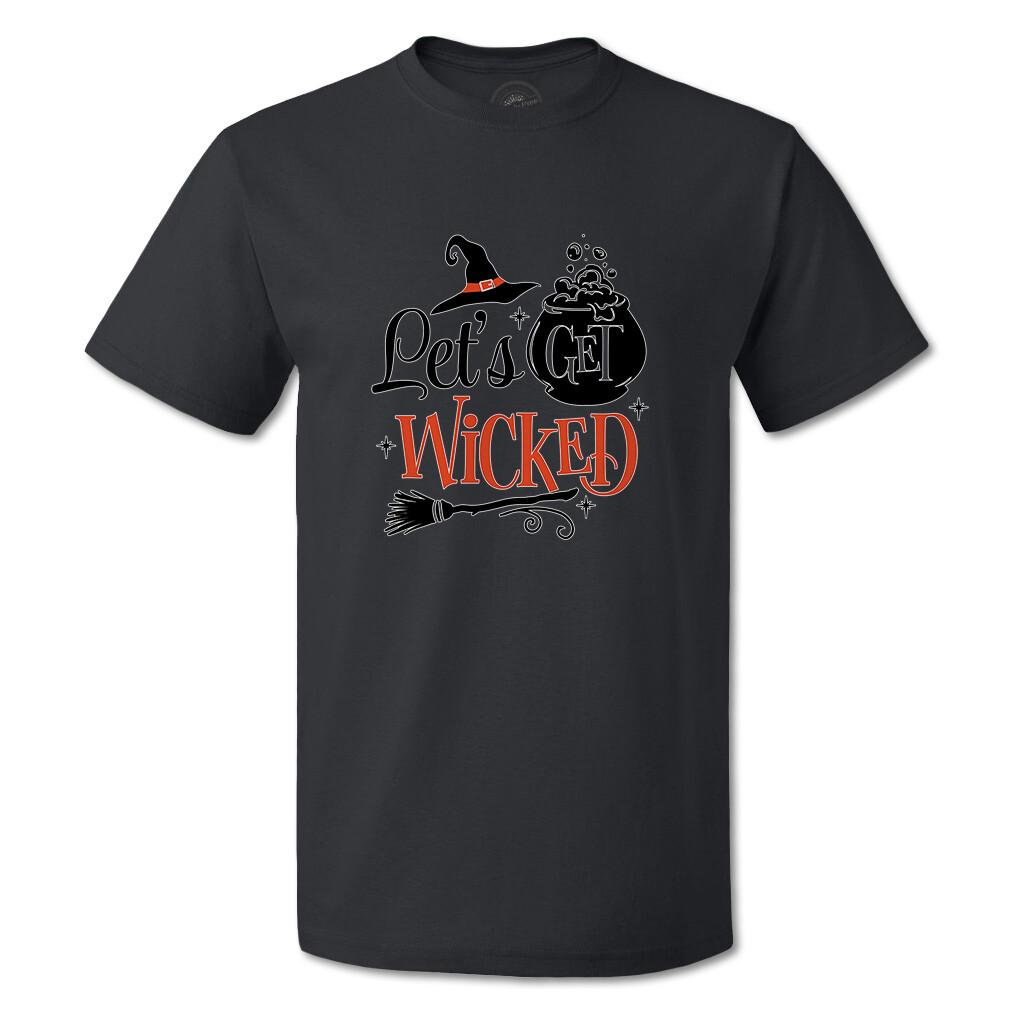 Funny Graphic T Shirts Let's Get Wicked Potion Pot Hat Broom Cotton Broom Top